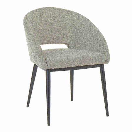 Renee Chair In Black Metal Legs And Grey Fabric